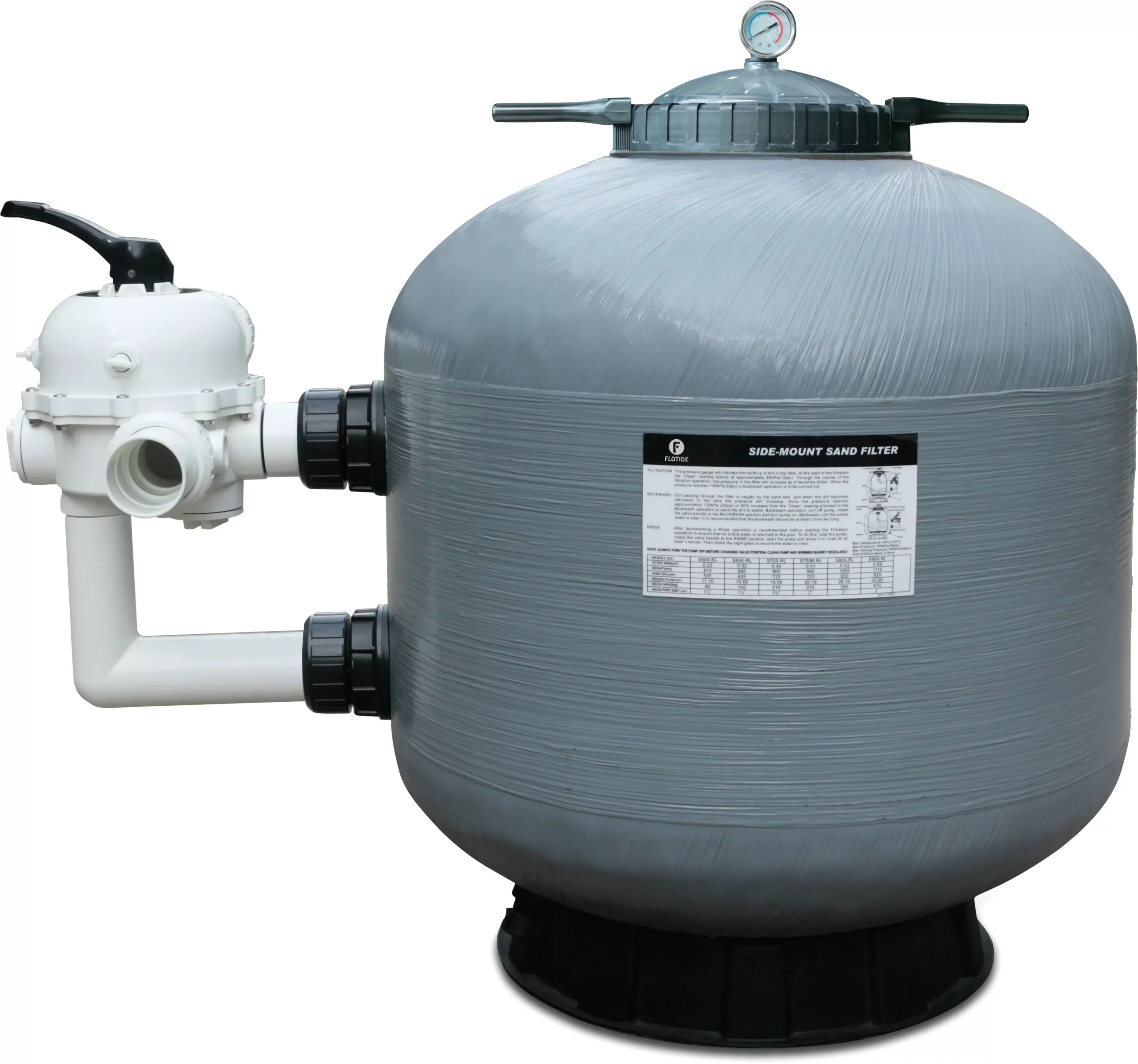 Flotide S Series Side Mount Sand Filter 21″ 3 Flotide S Series Side Mount Sand Filter 21″