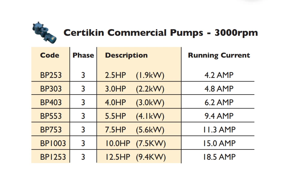 Certikin Commercial Pump – 3000RPM BP Range 10HP 3Phase 4 Certikin Commercial Pump – 3000RPM BP Range 10HP 3Phase - Image 2