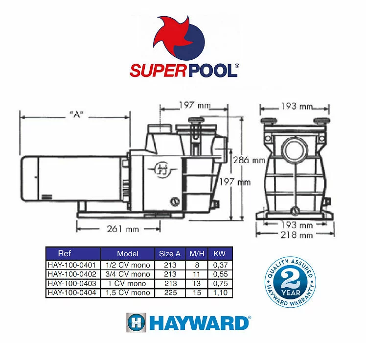 Hayward SuperPool Pump 0.75HP 1Phase 4 Hayward SuperPool Pump 0.75HP 1Phase - Image 2