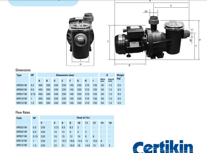 Certikin Swimflo Pool Pump 1HP (HPS Model) 4 Certikin Swimflo Pool Pump 1HP (HPS Model) - Image 2